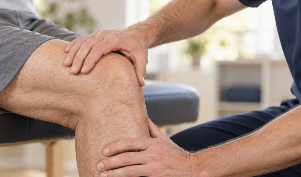 Gentle knee-joint care for an older adult_geotagged Gentle knee joint care for an older adult